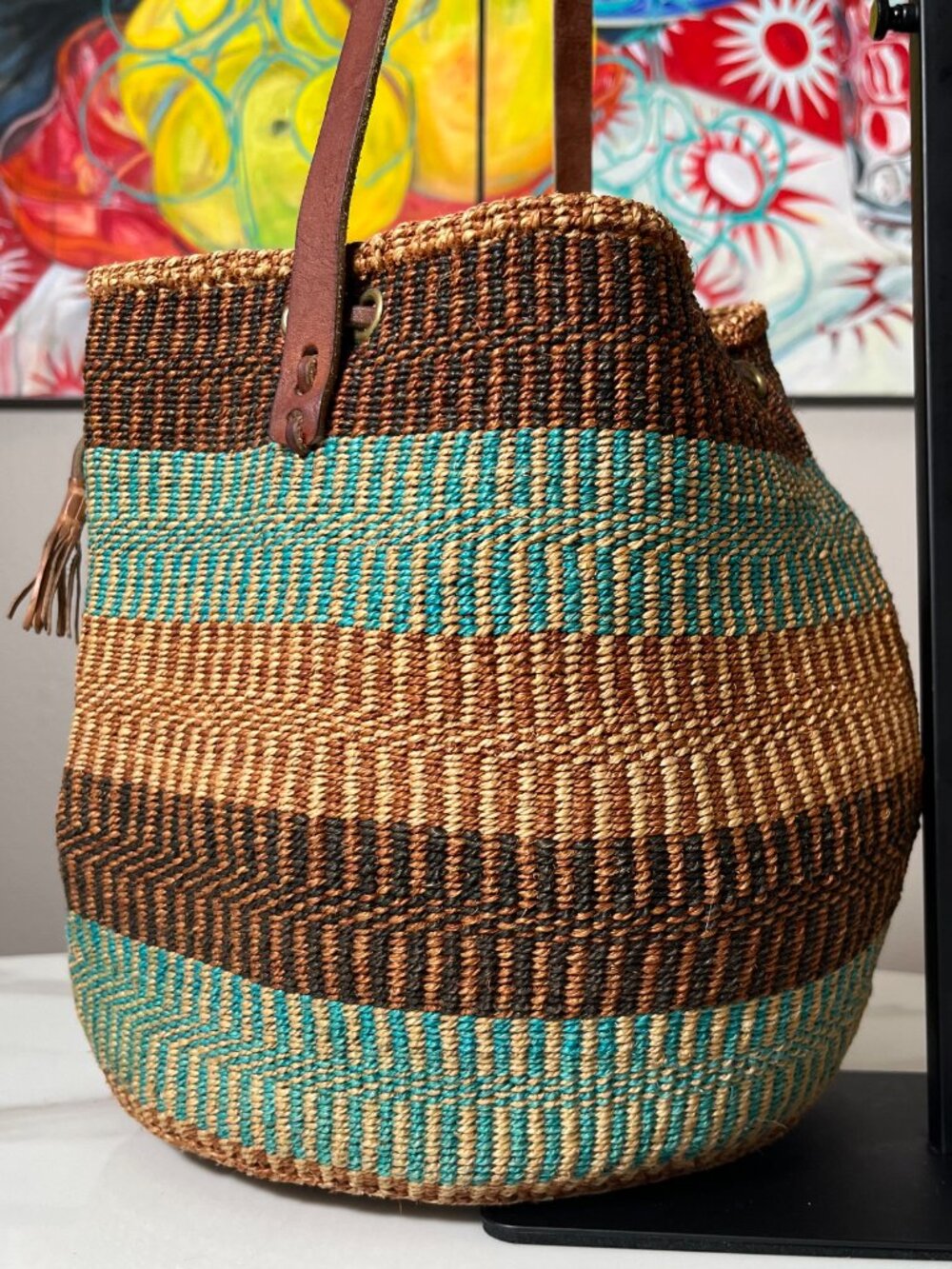 Kenyan Sisal Kiondo Vintage Bucket Bag Fair Trade - Picture 4 of 10
